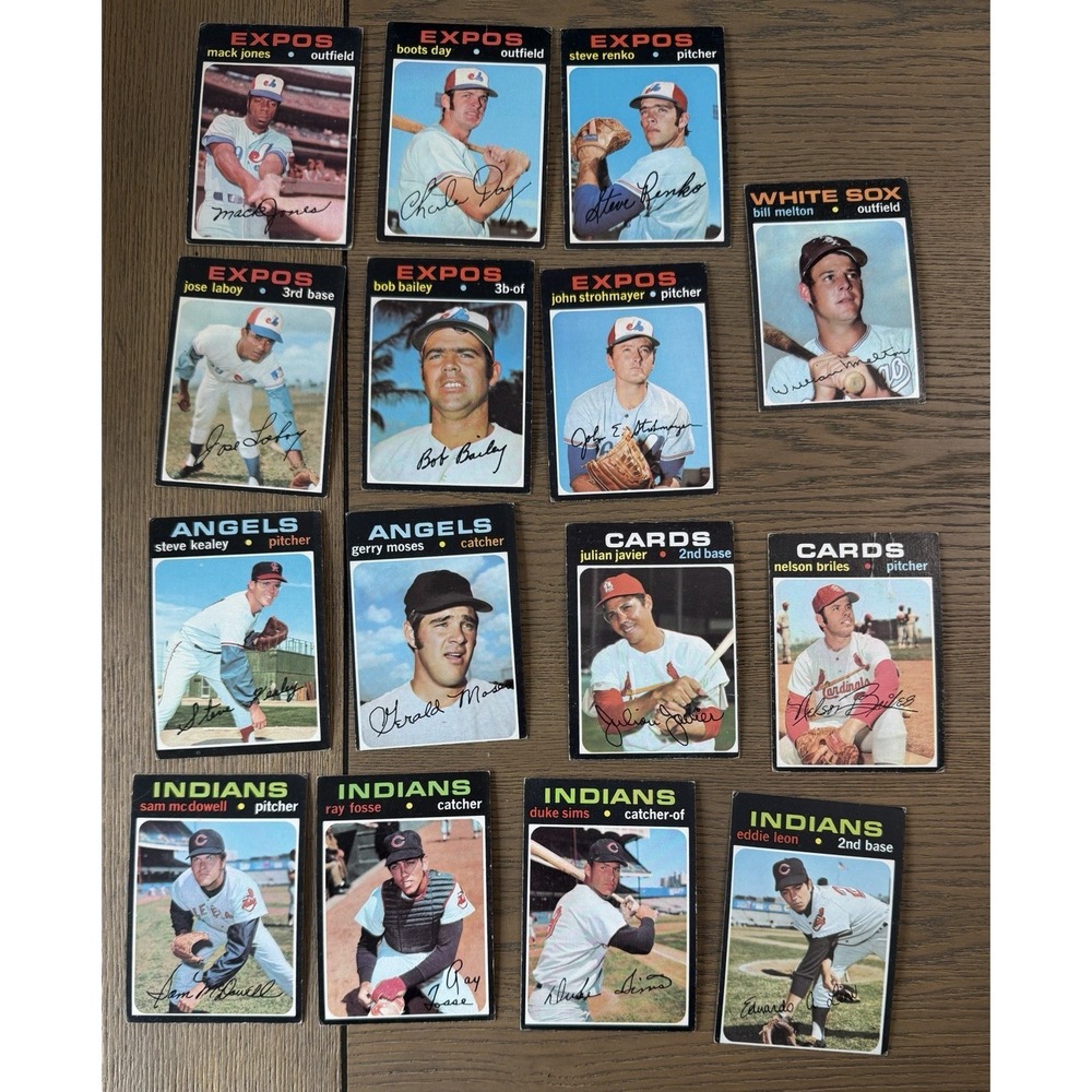 1971 Topps Baseball Card Lot Expos‎ Indians Angels White Sox Vintage VG